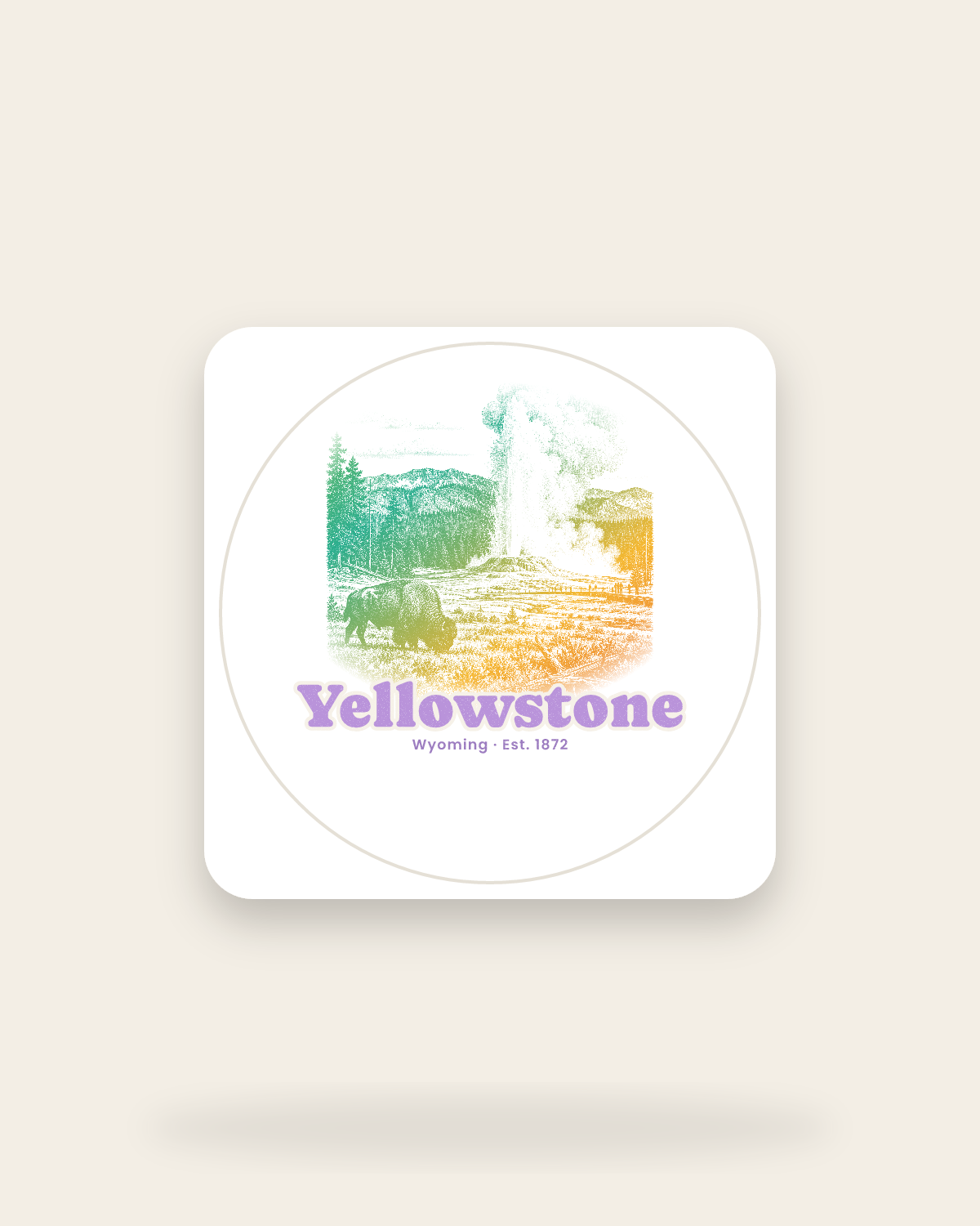 Yellowstone Old Faithful Kiss-Cut Sticker in White