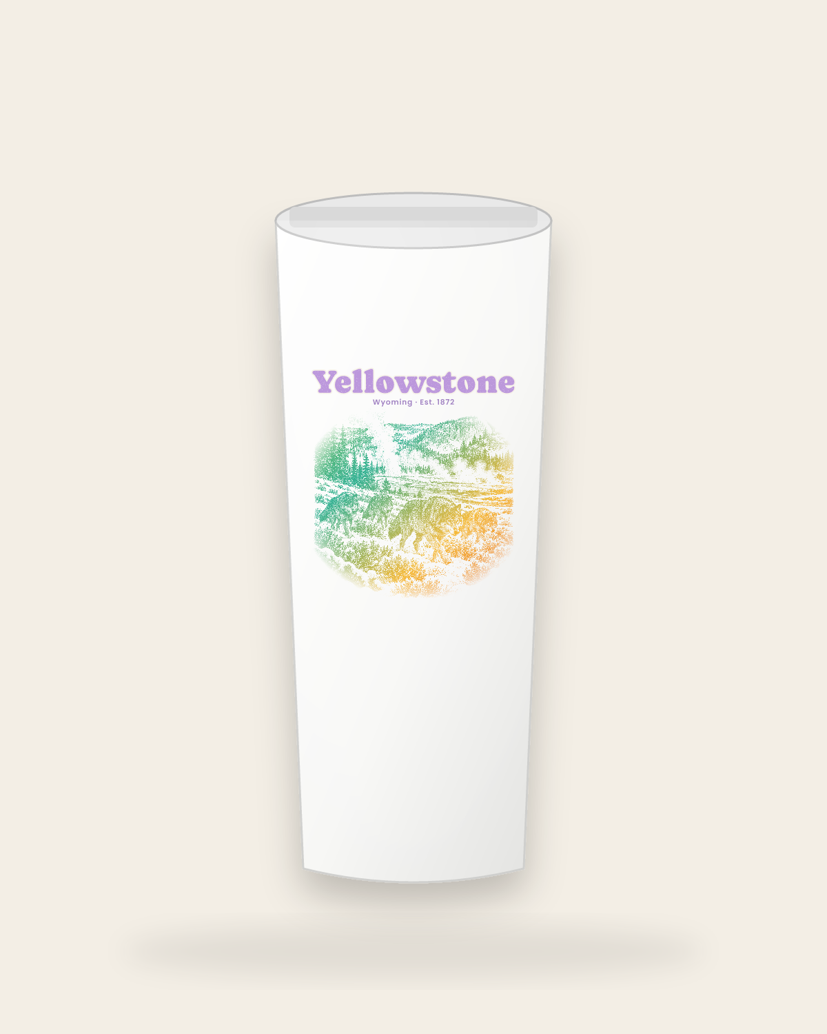 Yellowstone Lamar Valley Wolves Insulated Tumbler 20oz in White