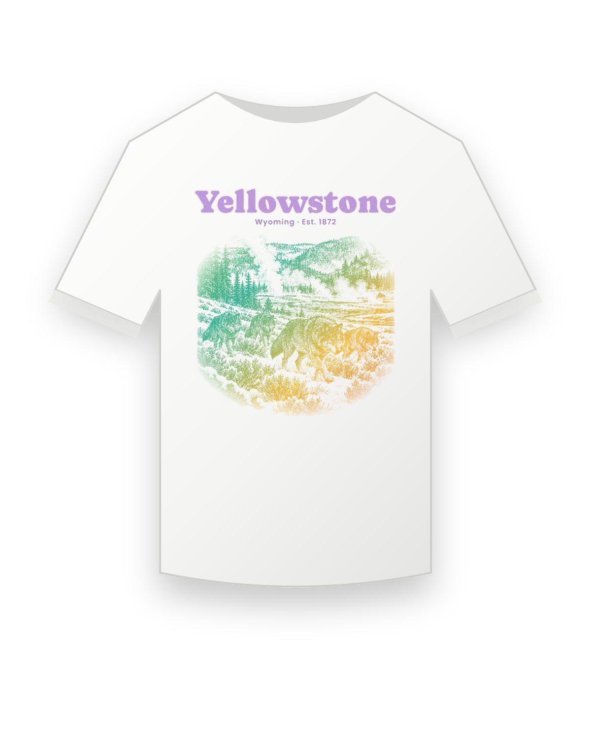 Yellowstone Lamar Valley Wolves Youth Tee in White