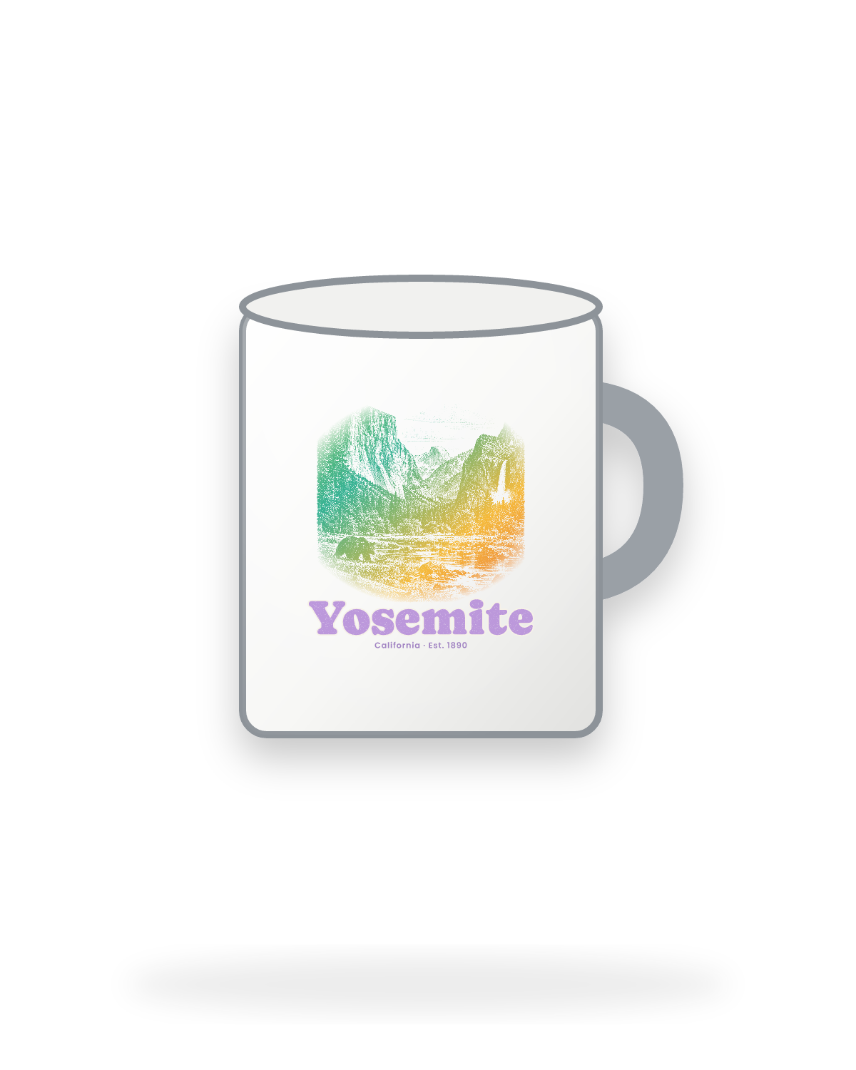 Yosemite Tunnel View Enamel Camp Mug in White