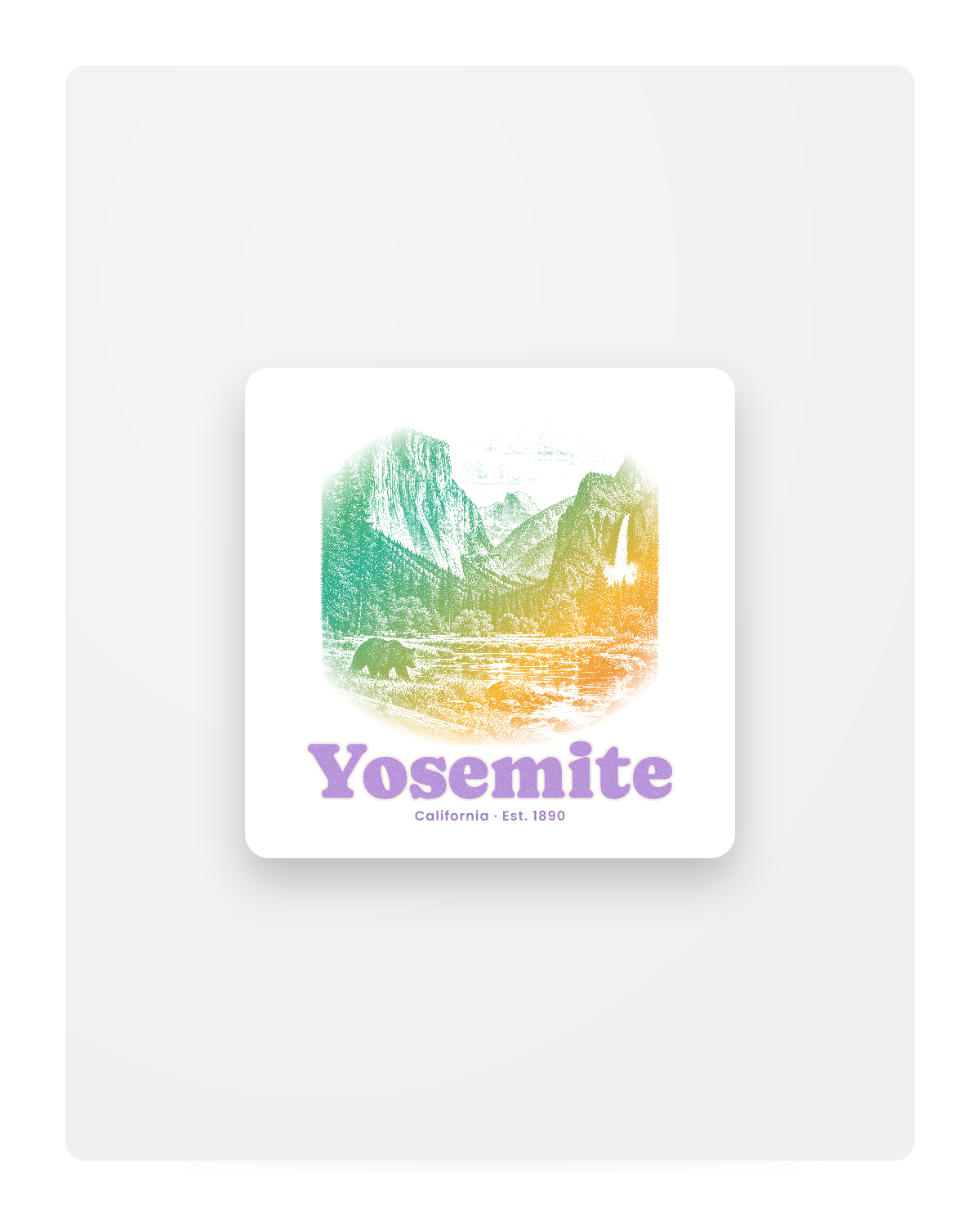 Yosemite Tunnel View Fridge Magnet in White
