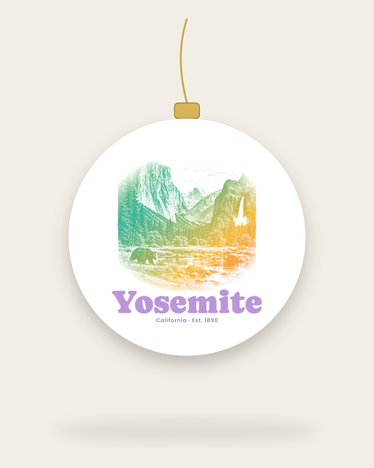 Yosemite Tunnel View Ceramic Ornament in White