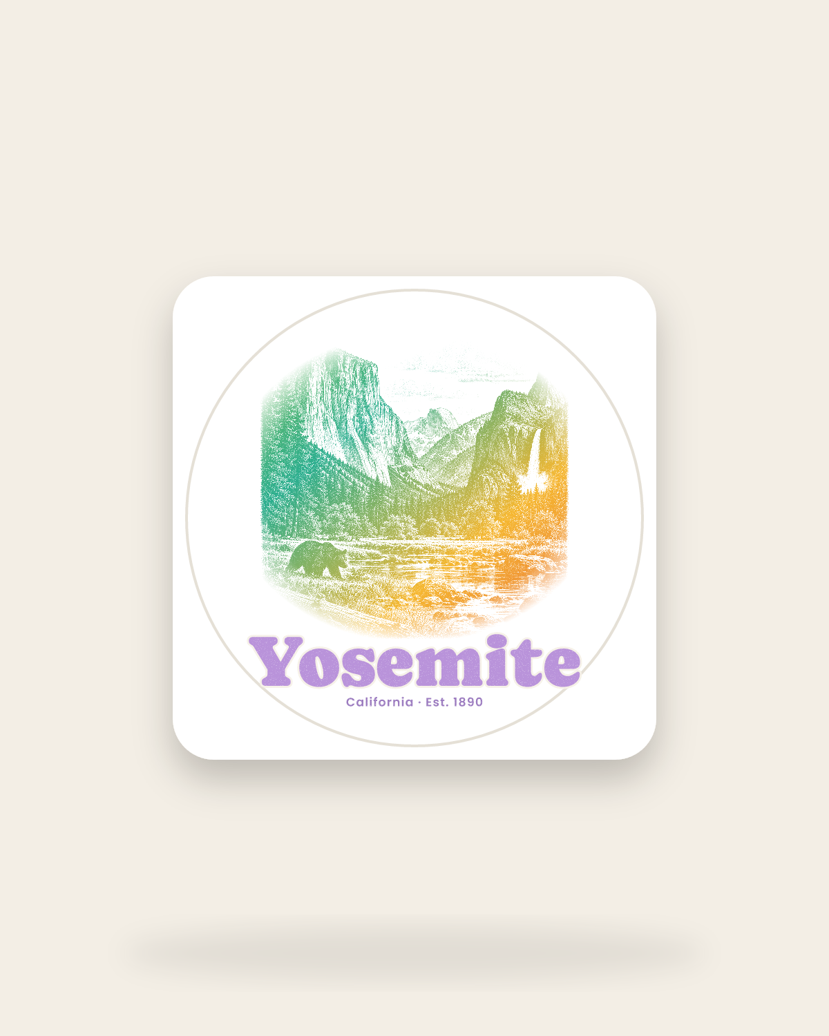 Yosemite Tunnel View Kiss-Cut Sticker in White