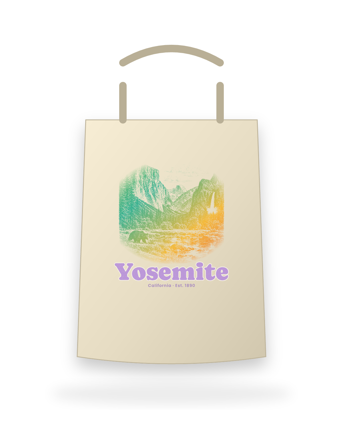 Yosemite Tunnel View Canvas Tote in Beige