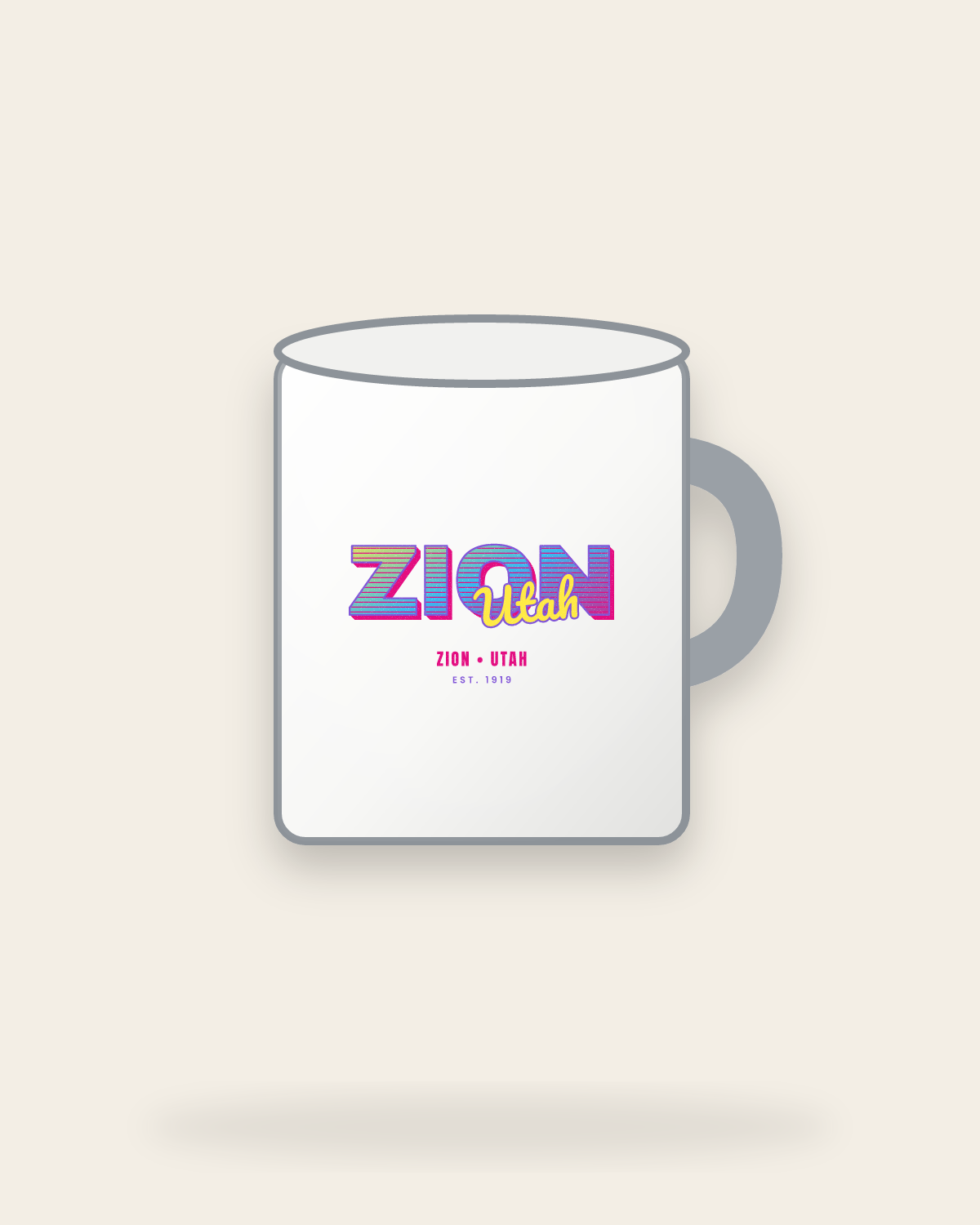 Zion Music TV Enamel Camp Mug in White