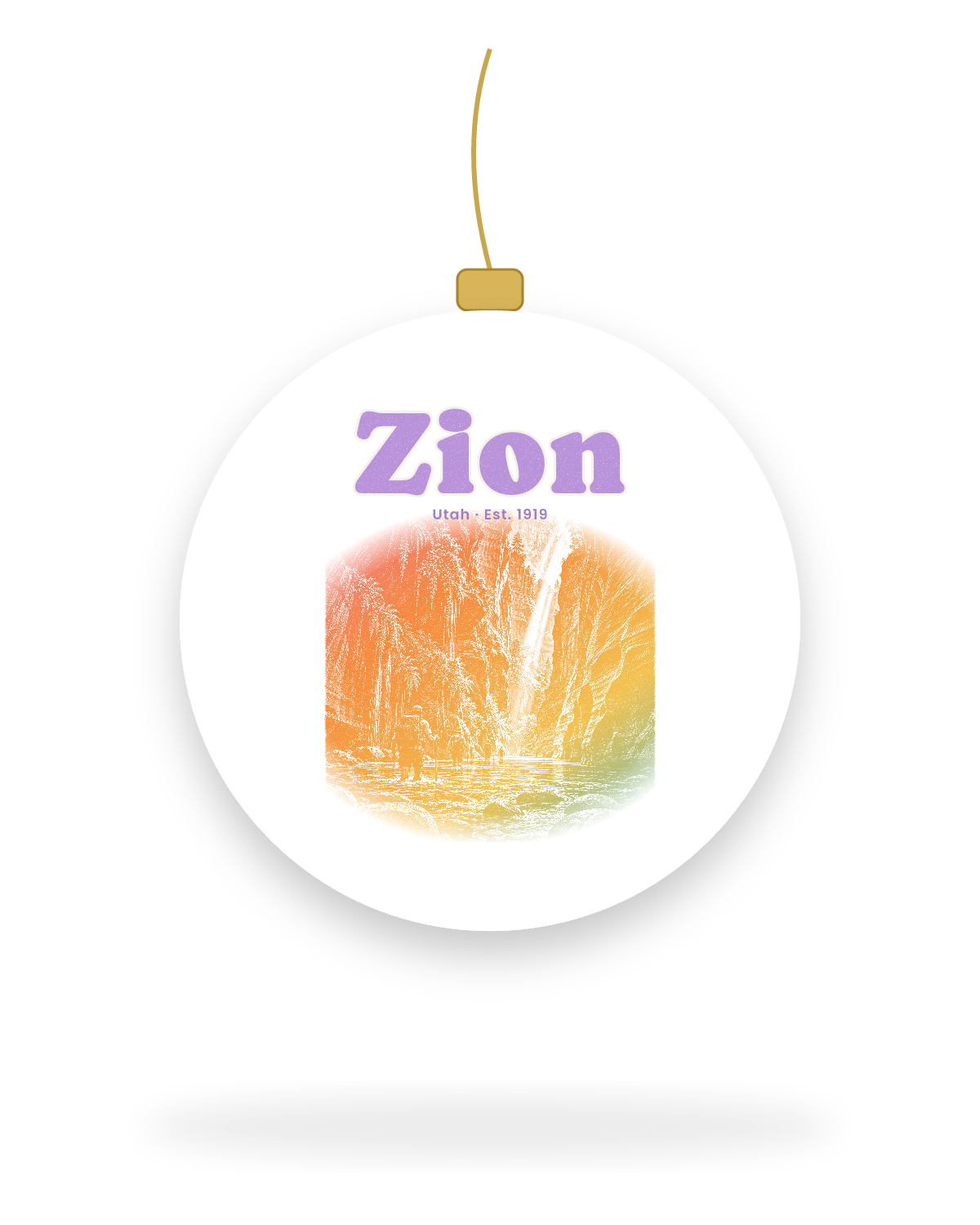 Zion The Narrows Ceramic Ornament in White