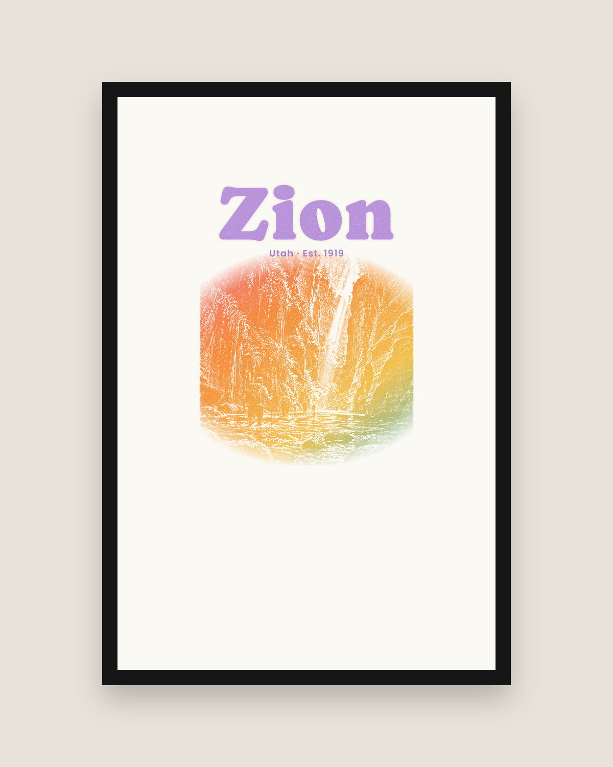 Zion The Narrows Matte Poster in White