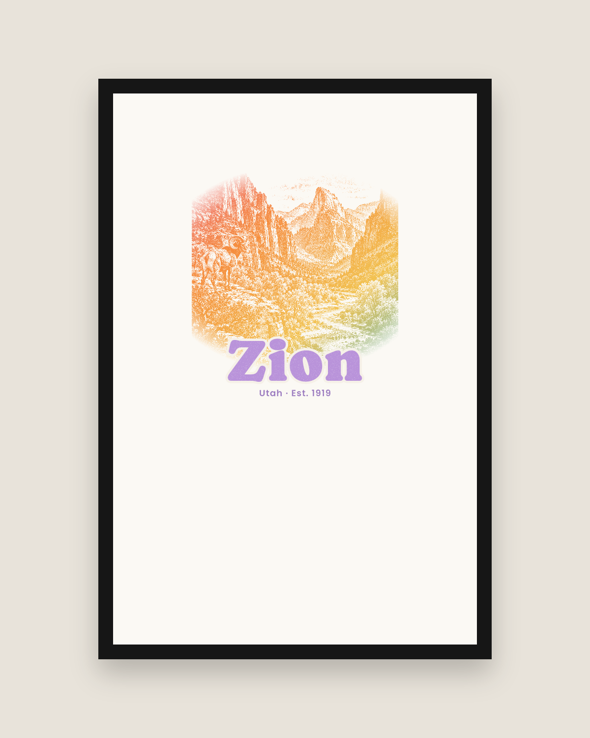 Zion Zion Canyon Matte Poster in White