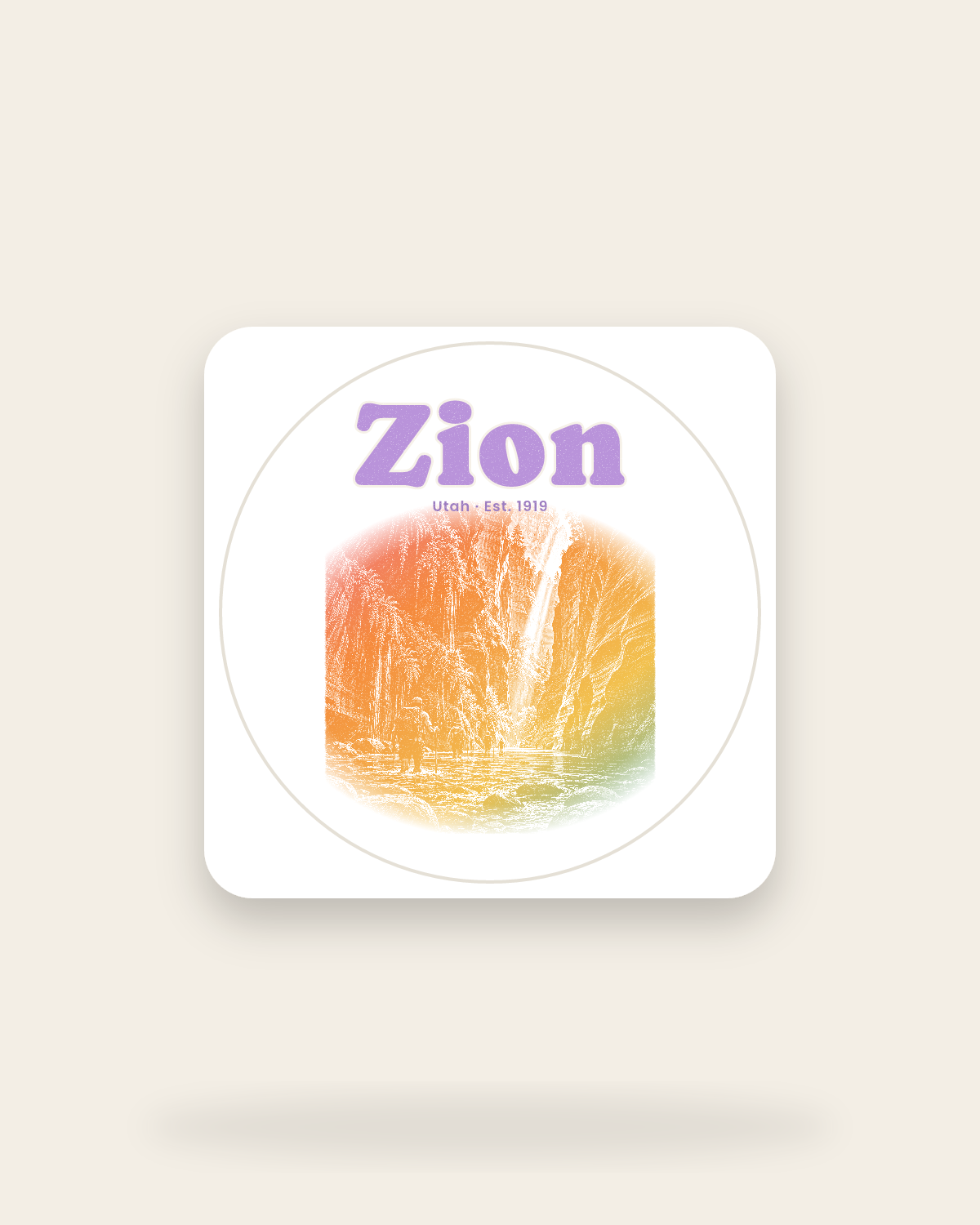 Zion The Narrows Kiss-Cut Sticker in White