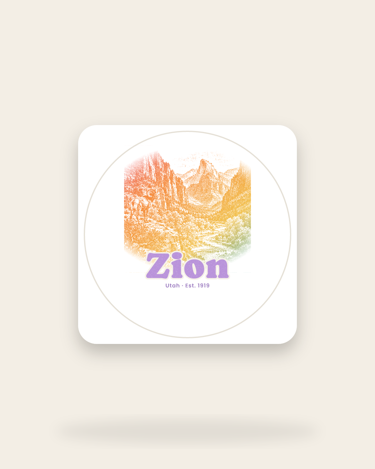 Zion Zion Canyon Kiss-Cut Sticker in White