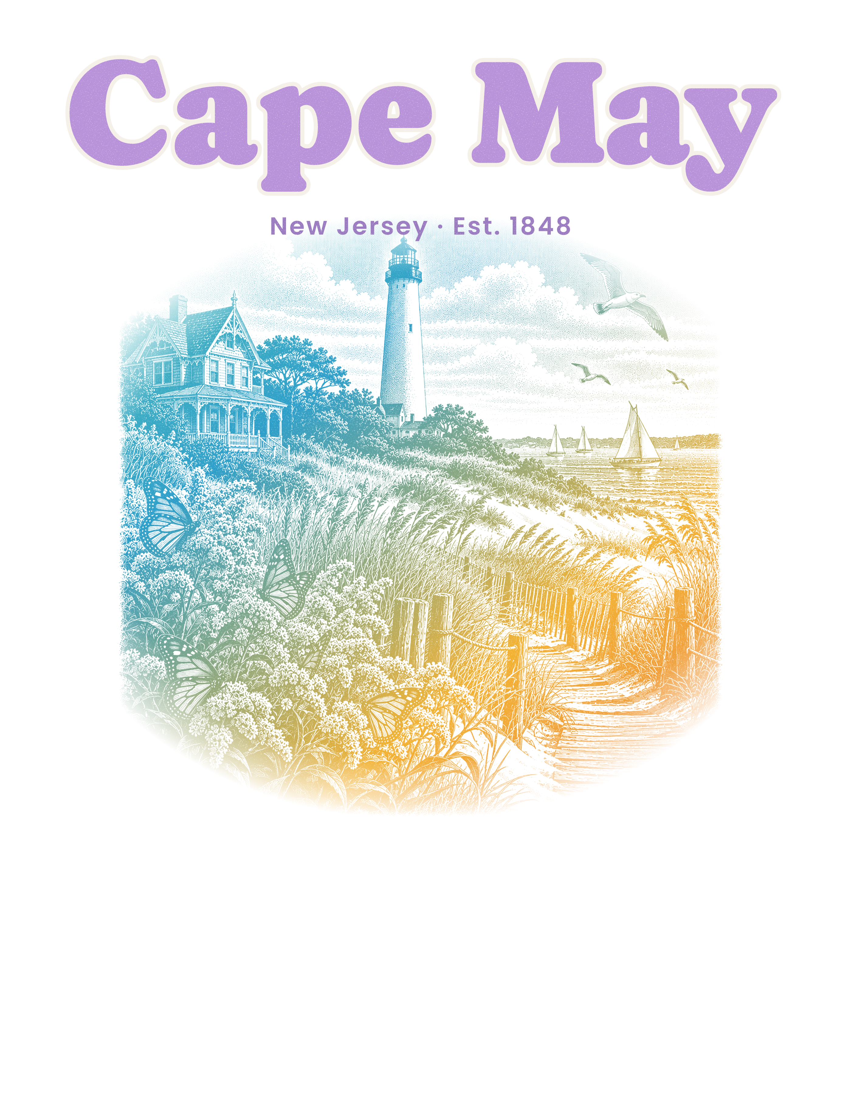 Cape May Lighthouse & Monarchs artwork