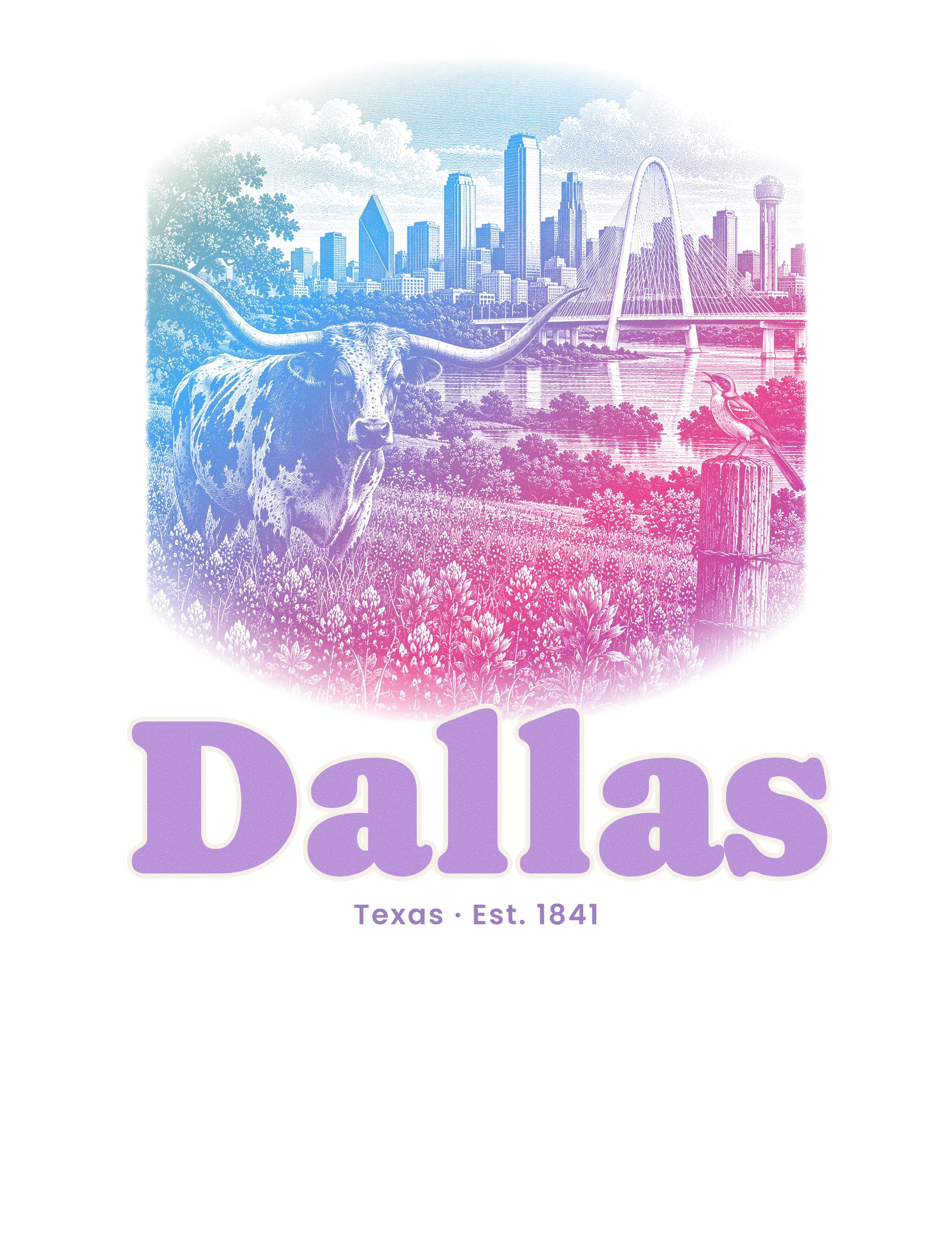 Dallas Bluebonnet Longhorn artwork
