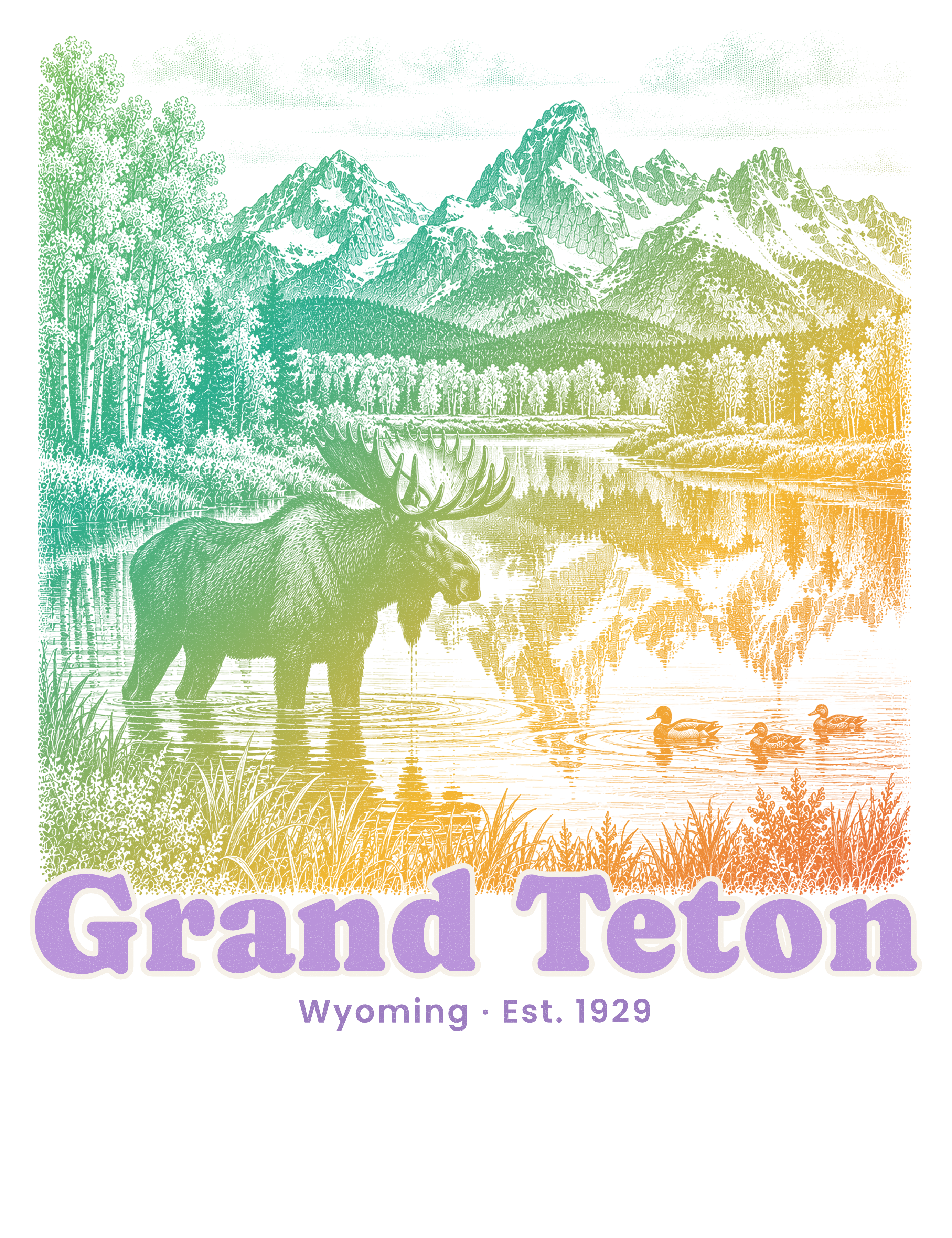 Grand Teton Oxbow Bend Moose artwork