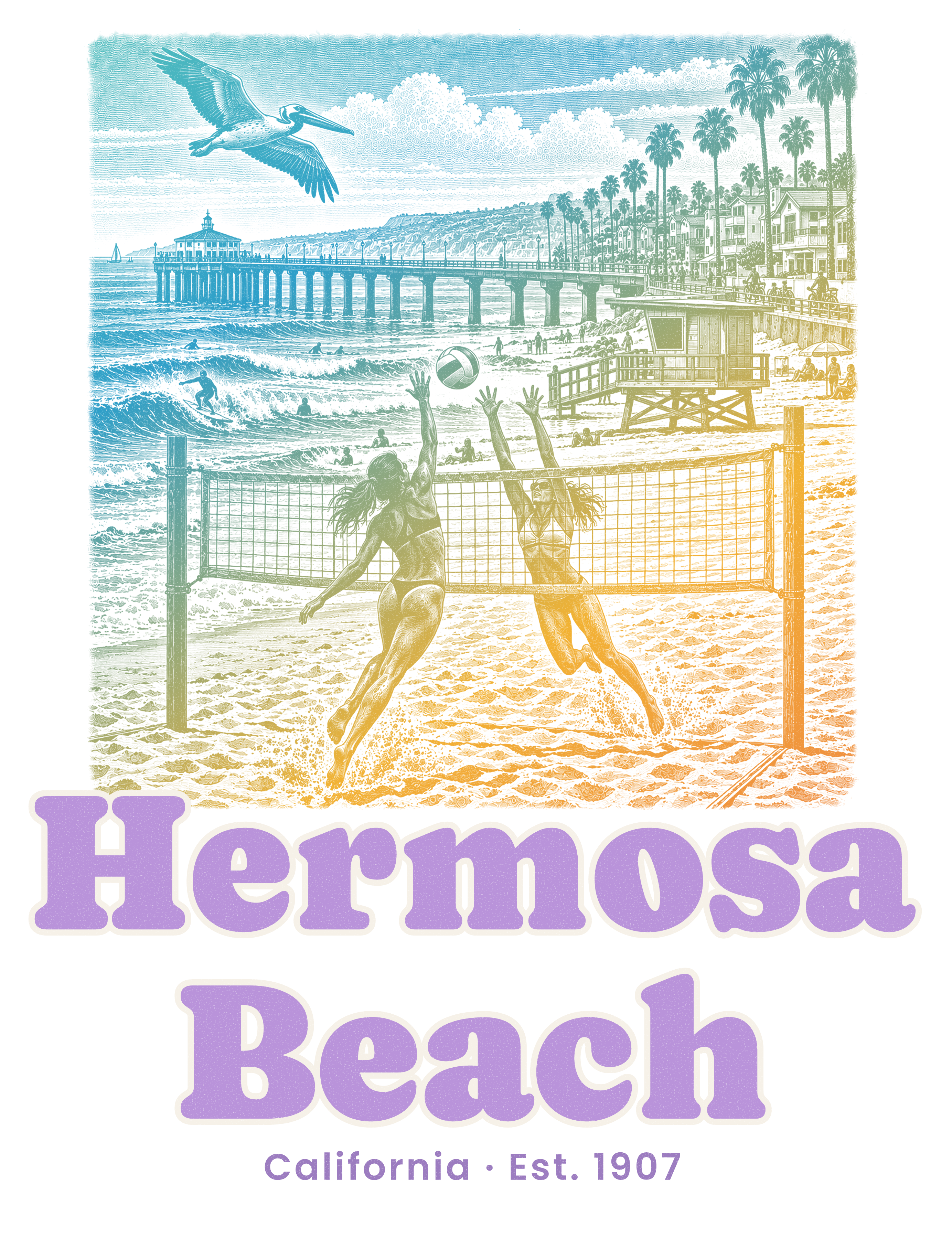 Hermosa Beach Beach Volleyball artwork
