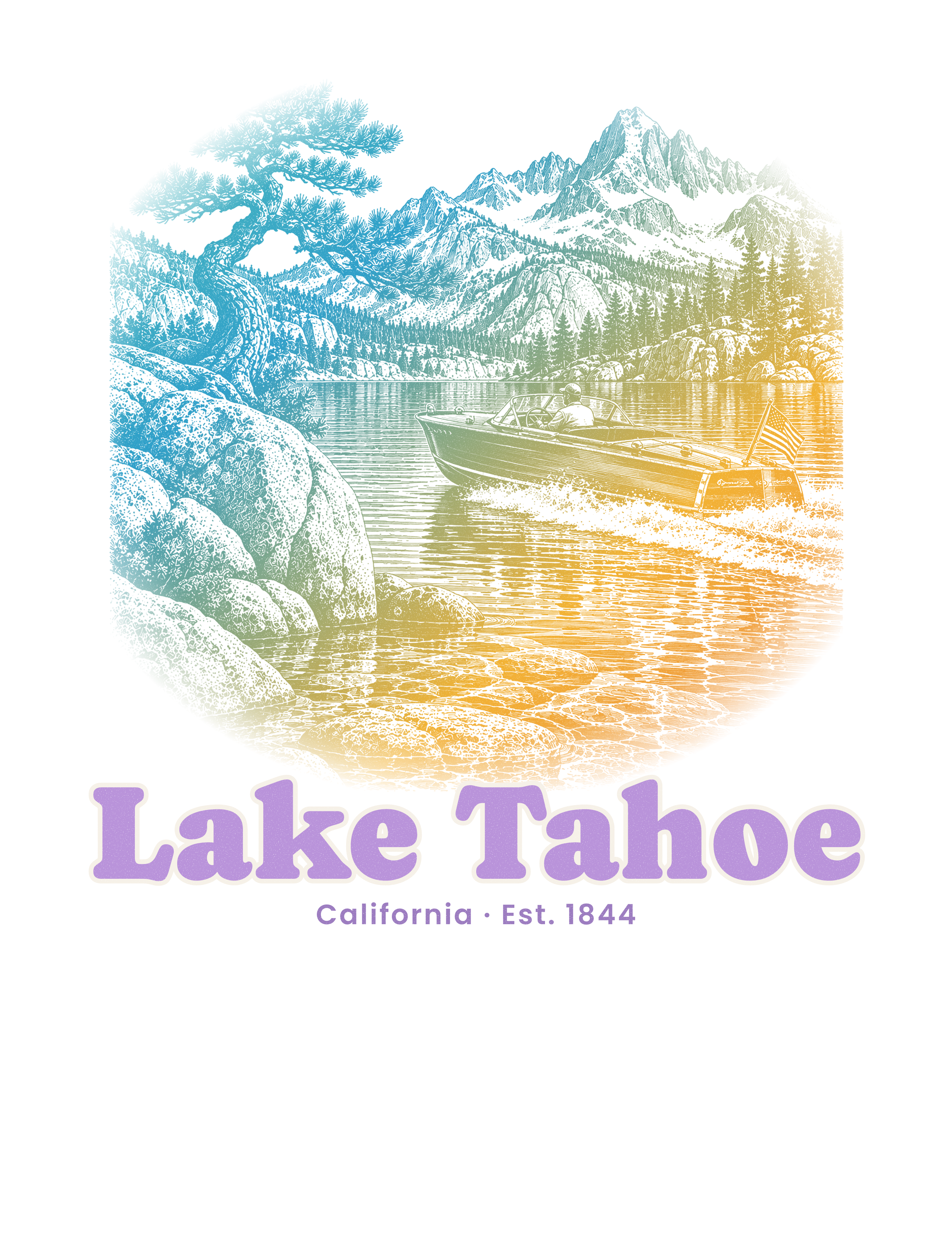 Lake Tahoe Wooden Boat artwork