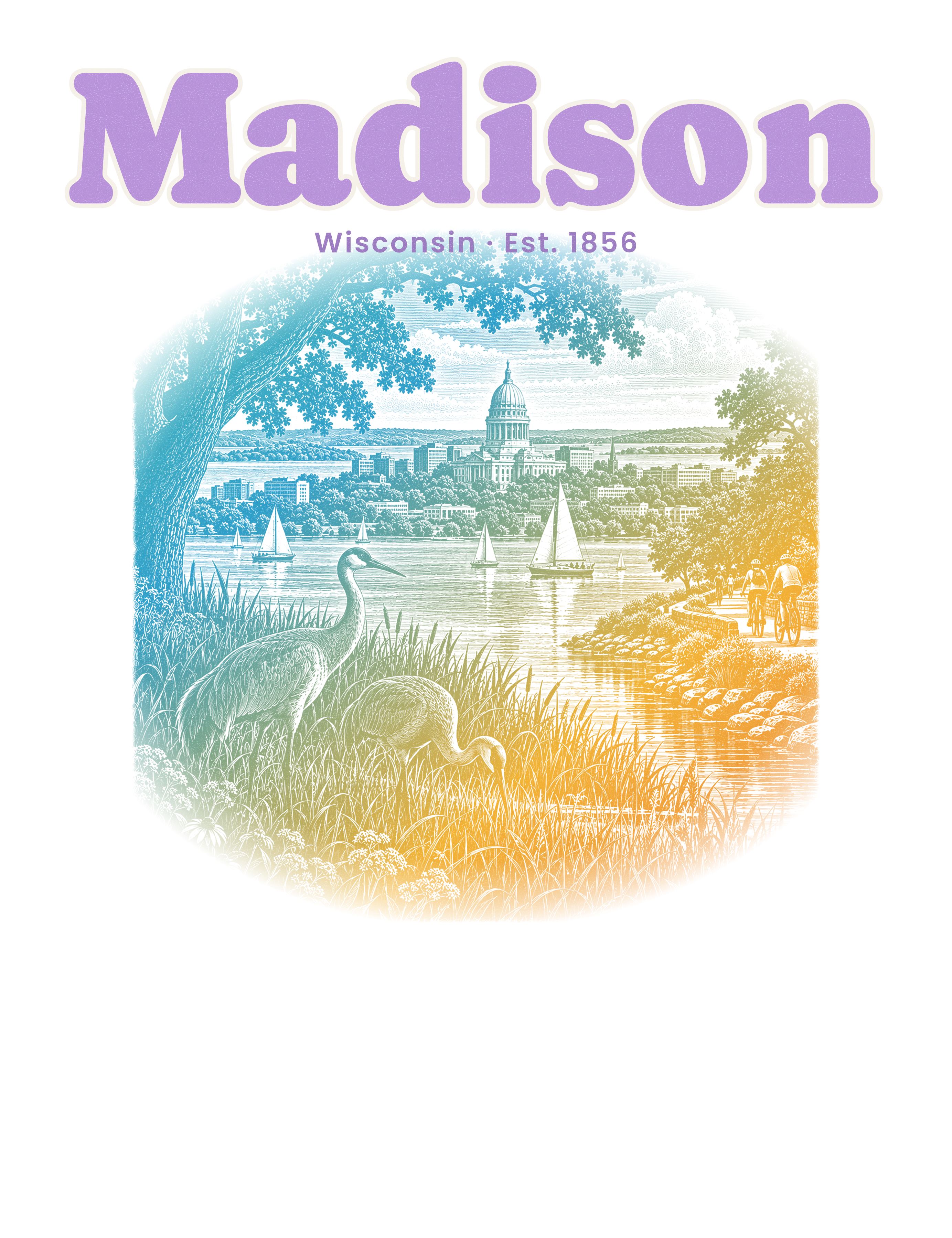 Madison Isthmus Cranes artwork