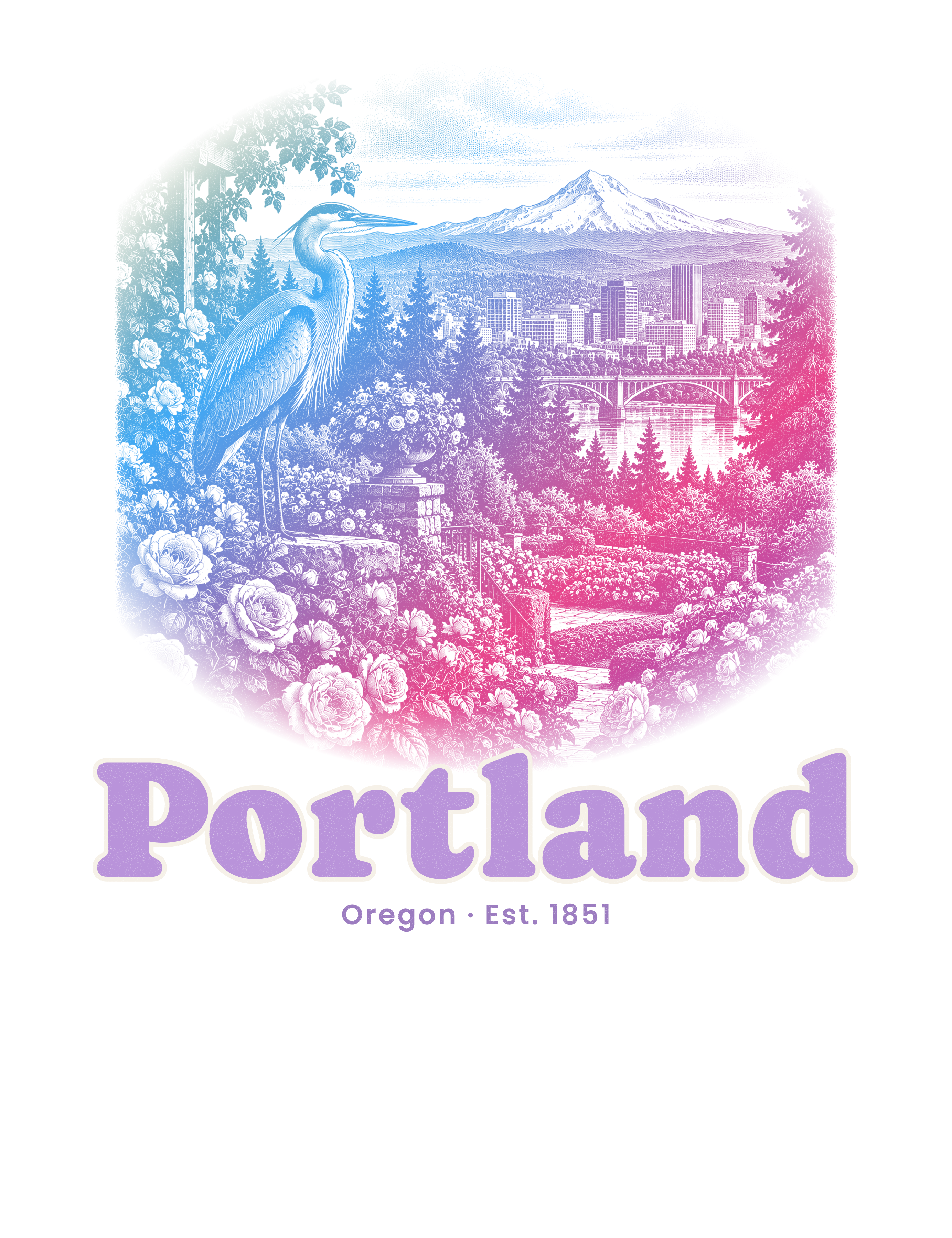 Portland Rose City Heron artwork