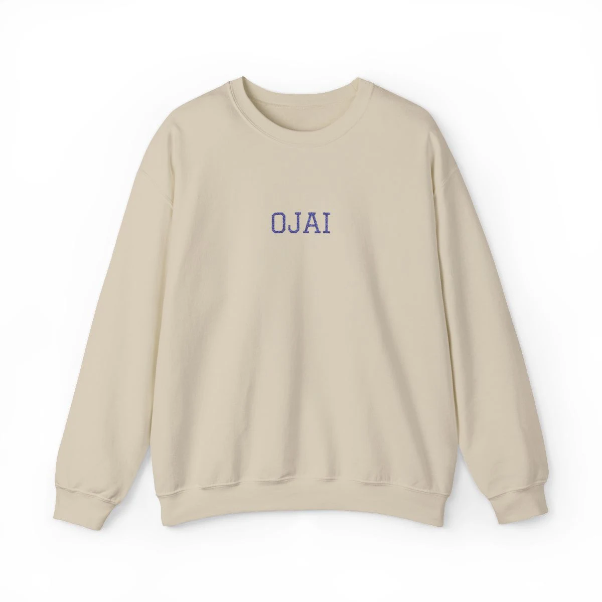 Ojai Varsity Embroidery Crewneck Sweatshirt in Sand